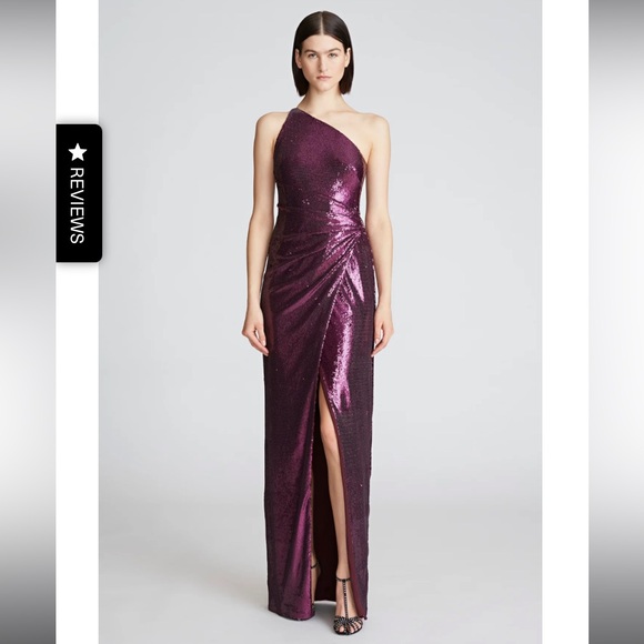 Halston Adriana Gown, Sequins - Acai, Size 0 - Picture 2 of 5